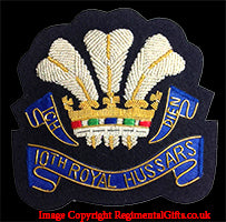 10th Hussars - Blazer Badge - Handmade - MOD Licenced Seller