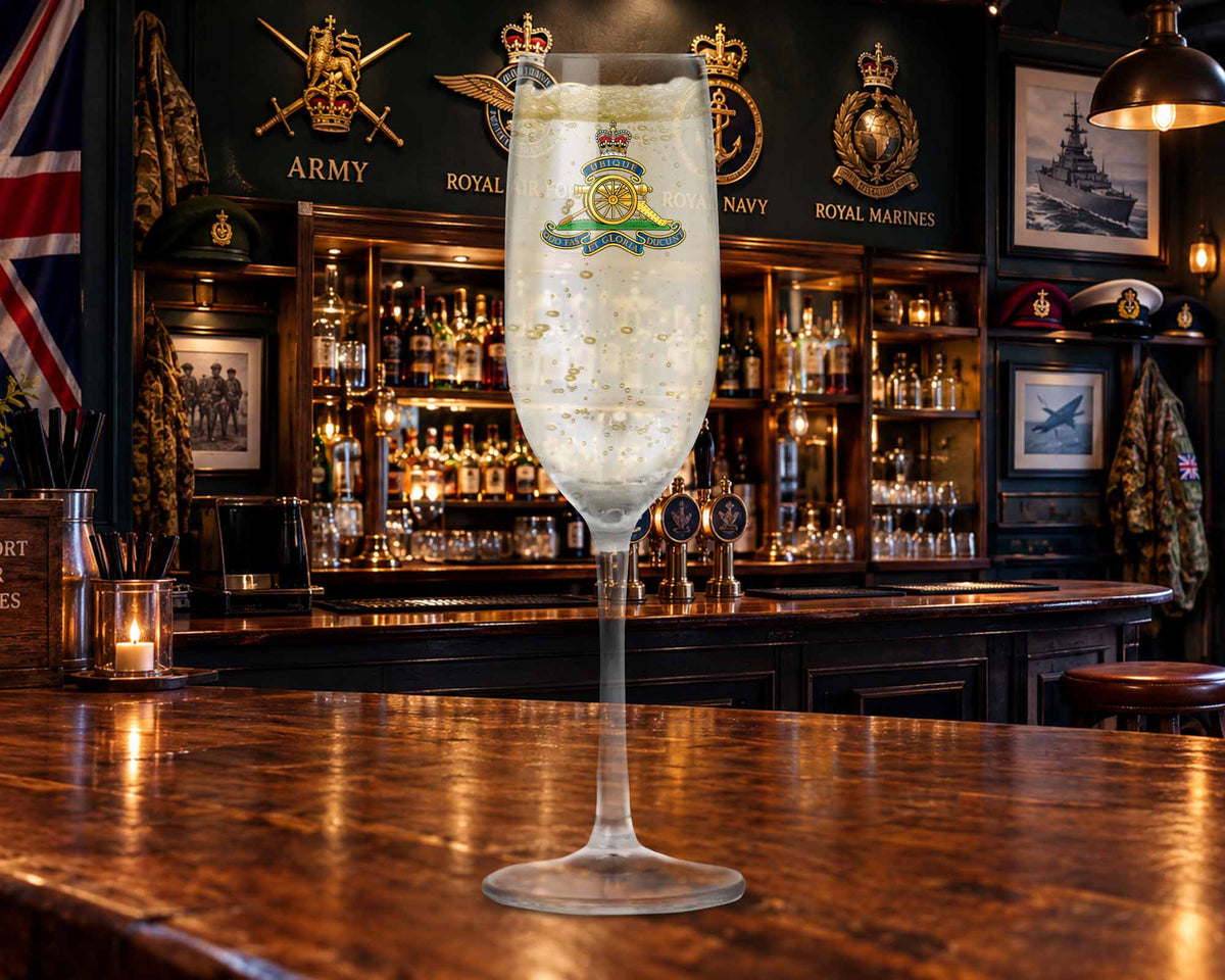 Royal Artillery Cap Badge - Champagne/Prosecco Flute Glass