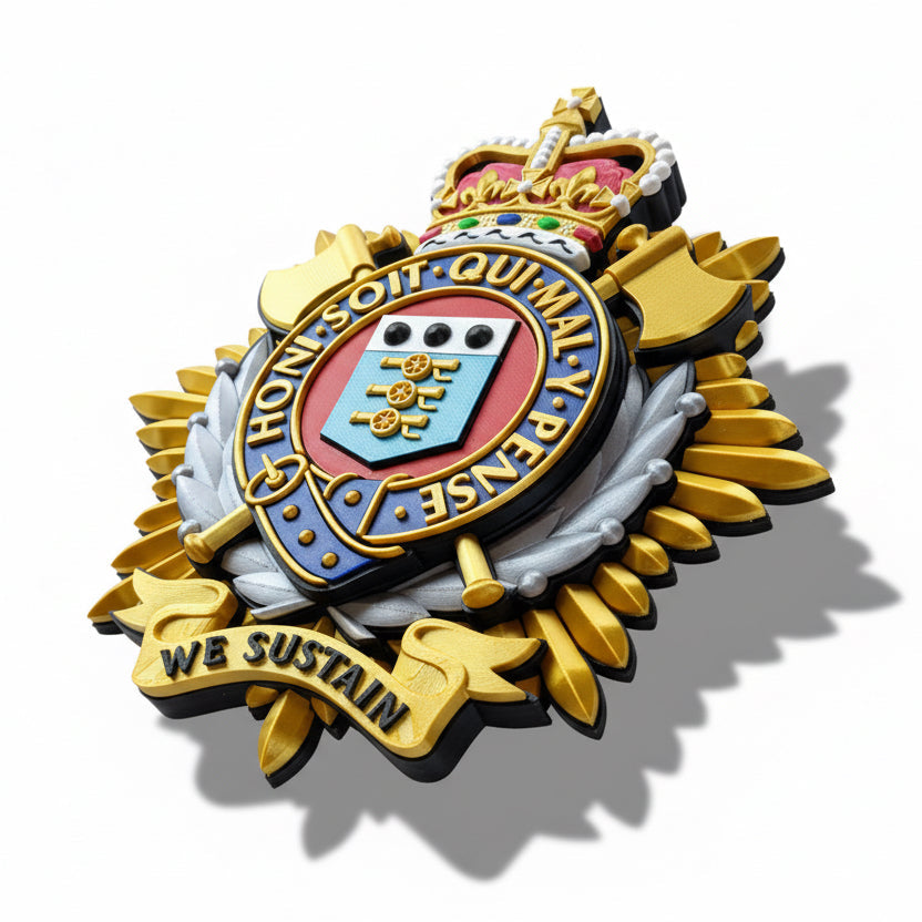 Royal Logistic Corps Queen's Crown Cap Badge | Officially Licensed