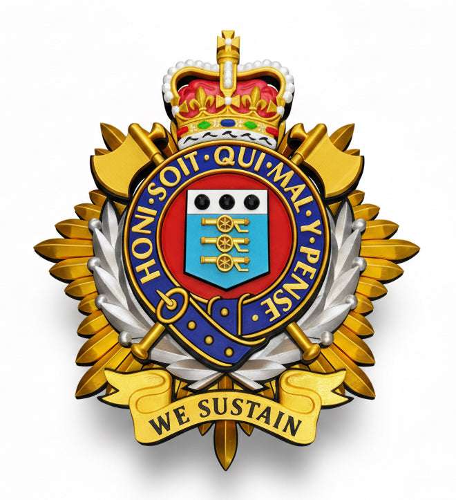 Royal Logistic Corps Queen's Crown Cap Badge | Officially Licensed