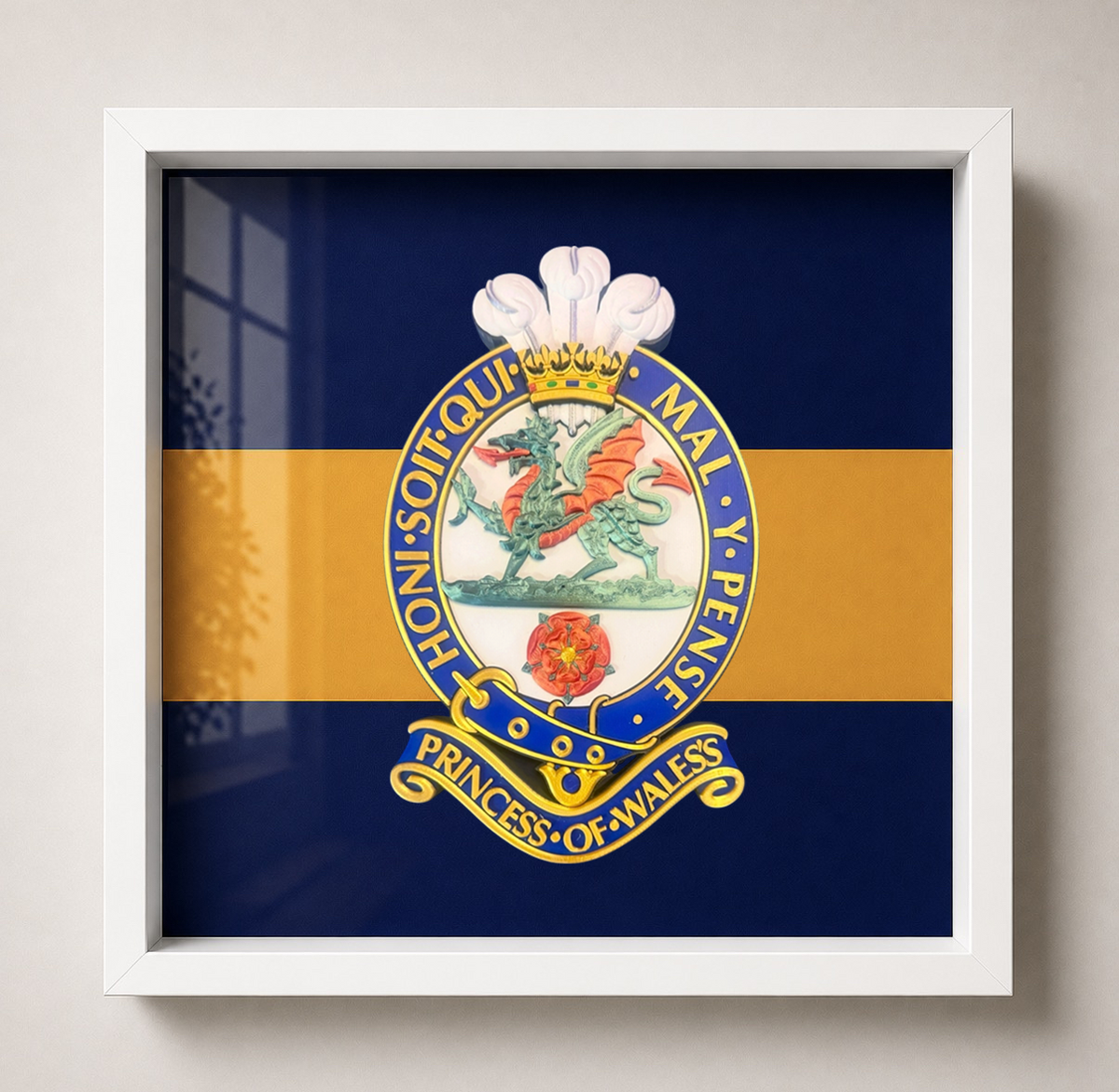 Princess of Wales's Royal Regiment Full Colour Cap Badge Display Frame | Officially Licensed