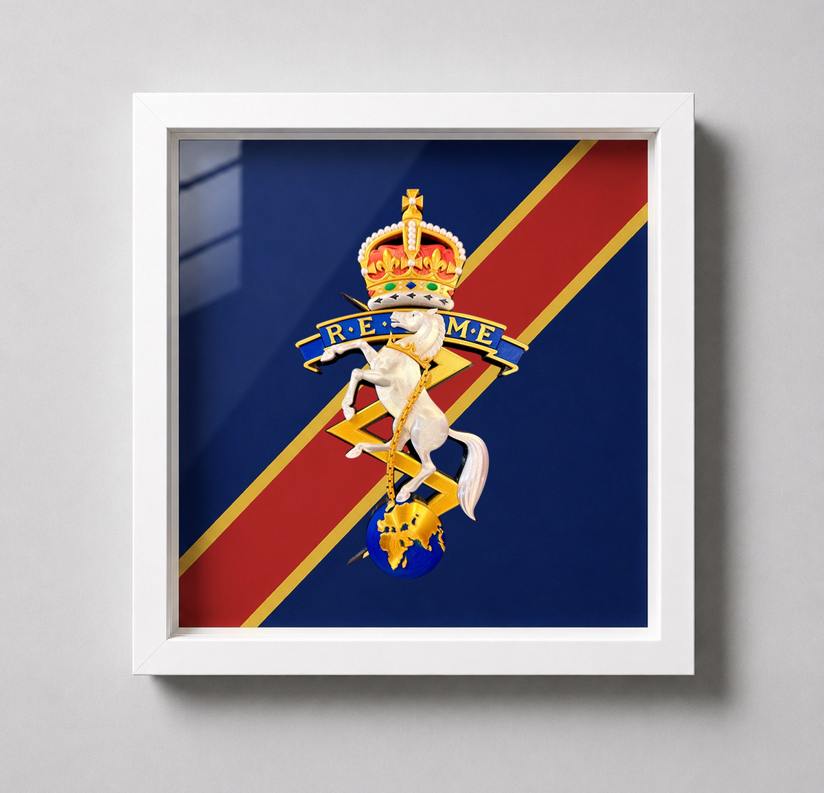 REME King's Crown Cap Badge Display Frame | Officially Licensed