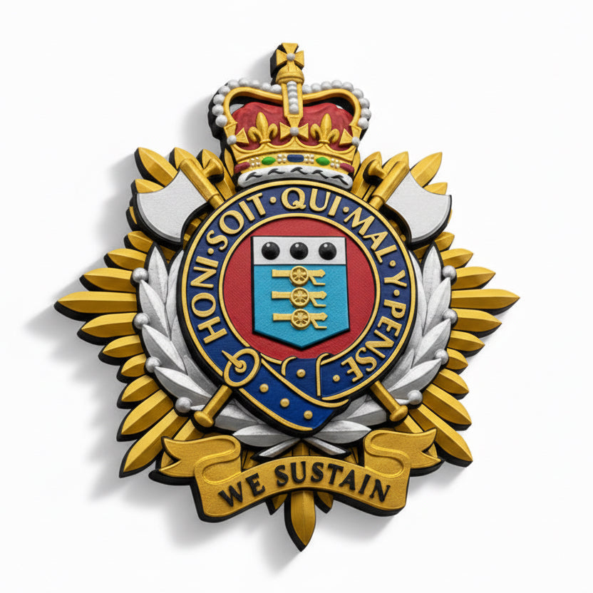Royal Logistic Corps Queen's Crown Cap Badge | Officially Licensed