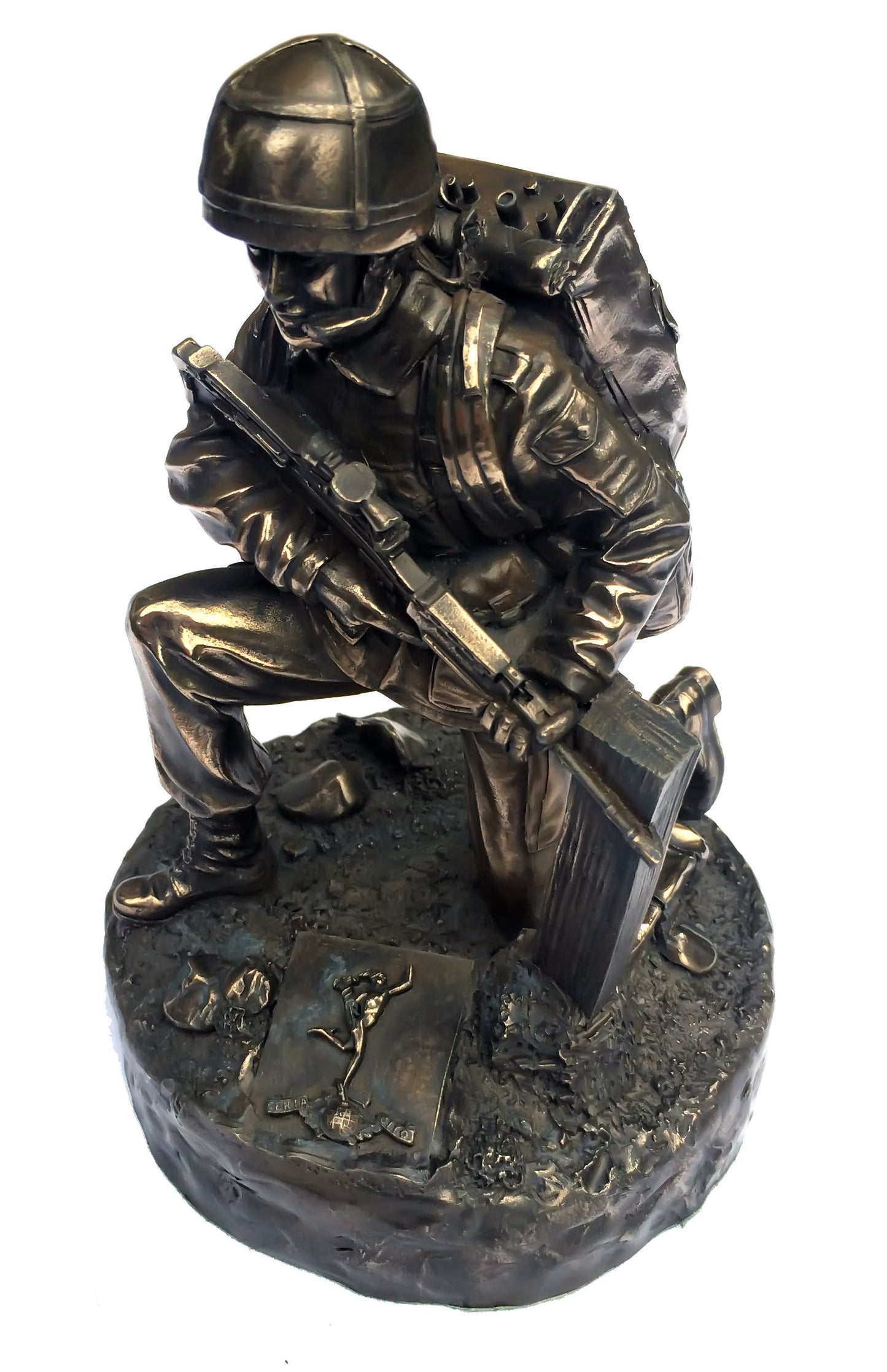 Royal Signals Kneeling Signaller Cold Cast Bronze Military Statue