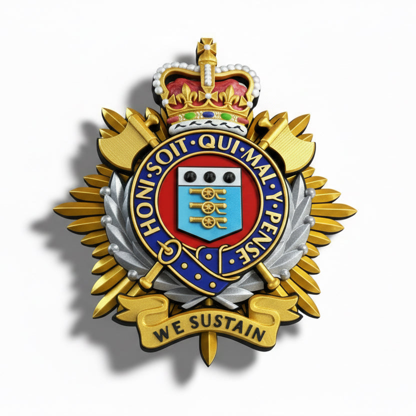 Royal Logistic Corps Queen's Crown Cap Badge | Officially Licensed