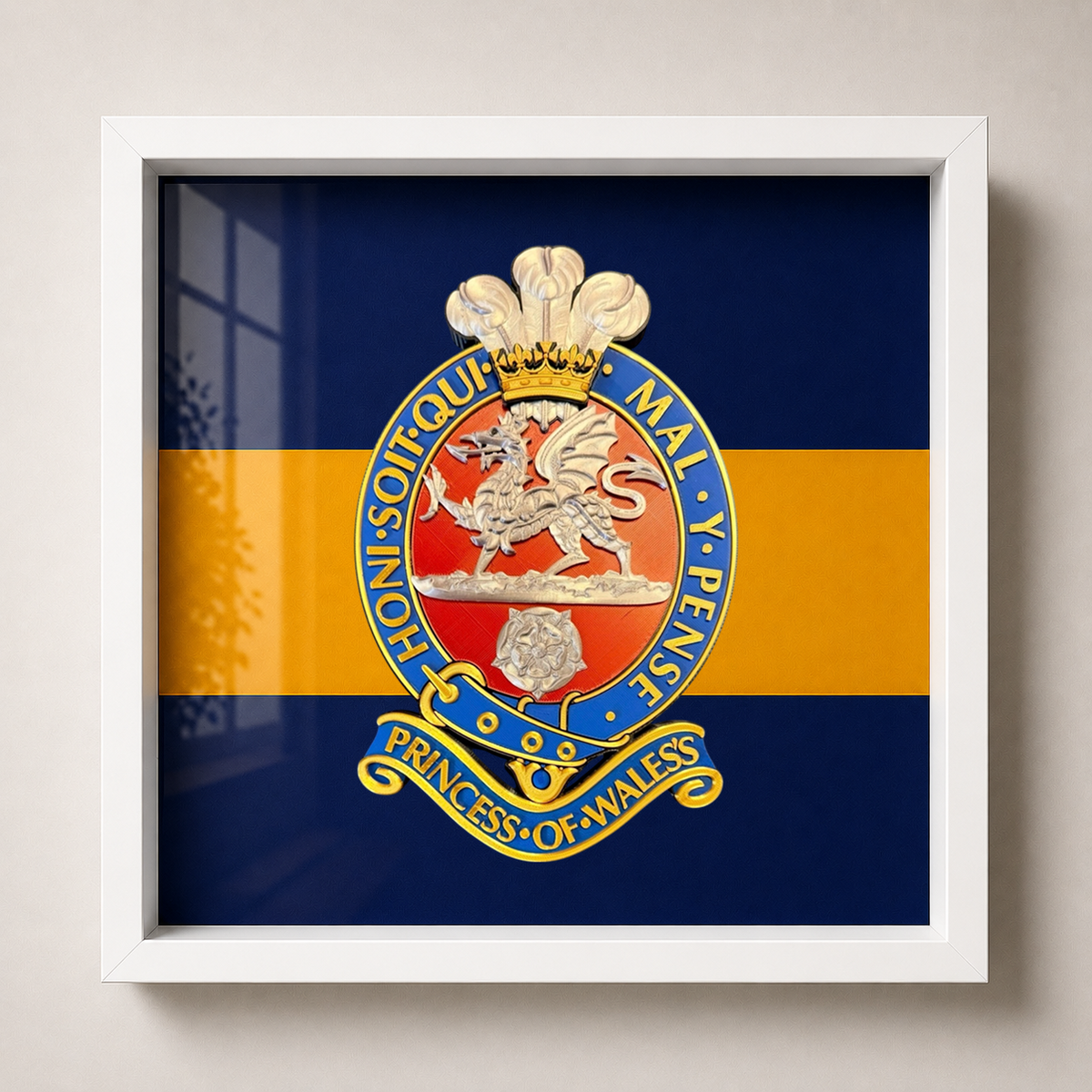 Princess of Wales's Royal Regiment Red & Silver Cap Badge Display Frame | Officially Licensed