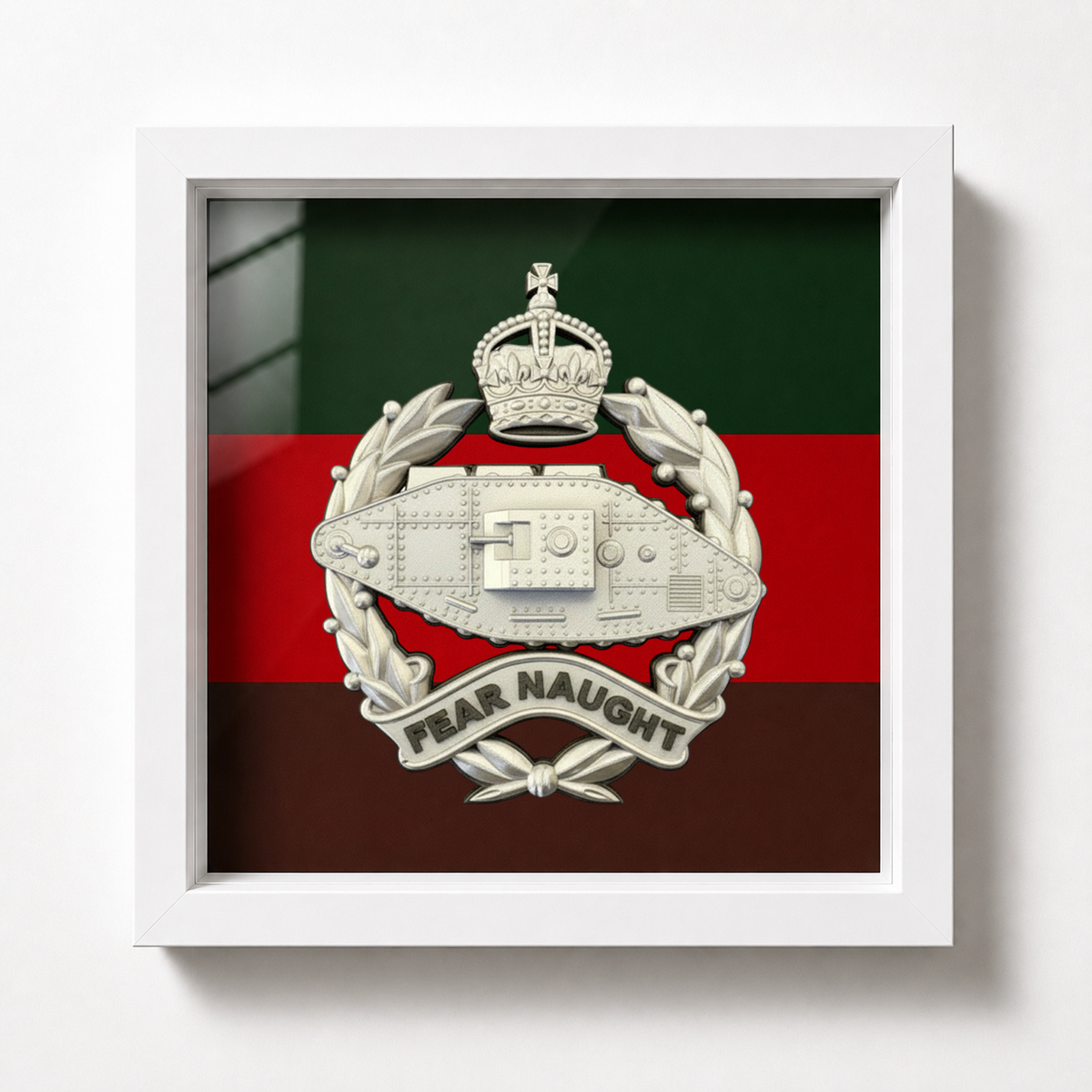 Royal Tank Regiment King's Crown Silver & Black Cap Badge Display Frame | Officially Licensed