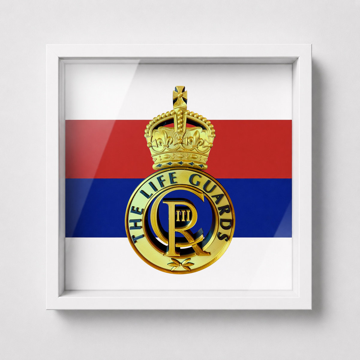 Life Guards Cap Badge Display Frame – King's Crown | True Regiment-Coloured Flash | Officially Licensed