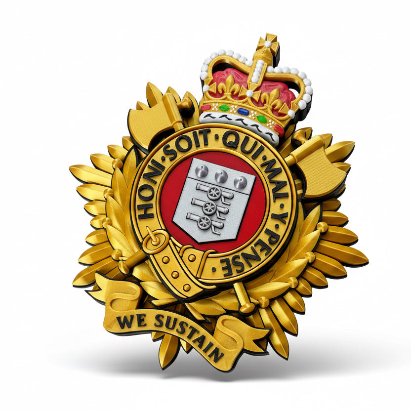 Royal Logistic Corps Queen's Crown Officers Variant Cap Badge | Officially Licensed