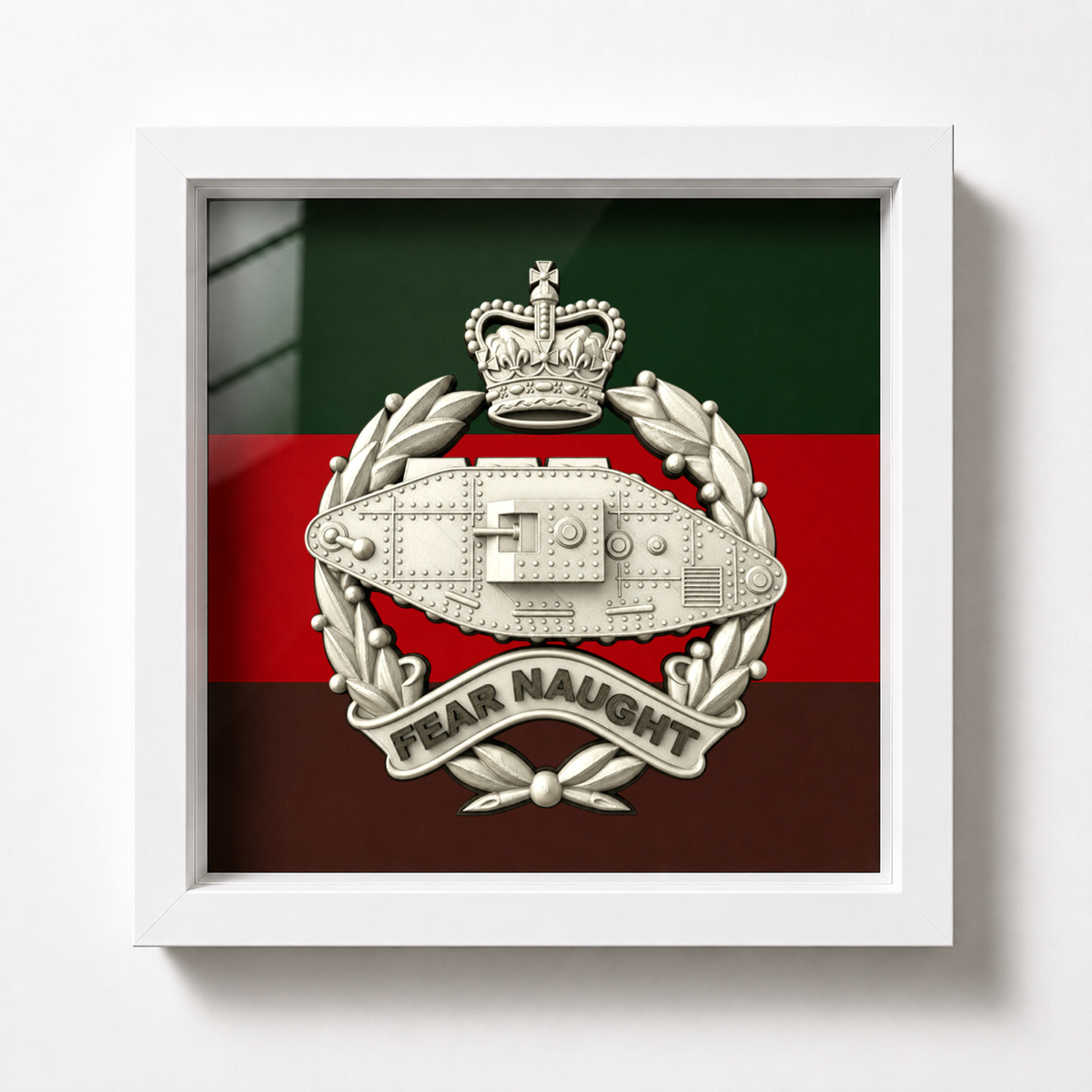 Royal Tank Regiment Queen's Crown Silver & Black Cap Badge Display Frame | Officially Licensed