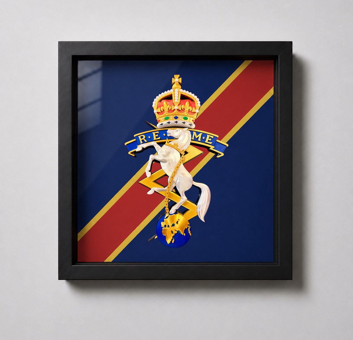 REME King's Crown Cap Badge Display Frame | Officially Licensed