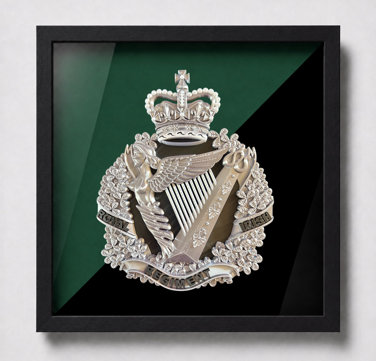 The Royal Irish Regiment Regimental Emblem Display Frame | Queen's Crown | Officially Licensed