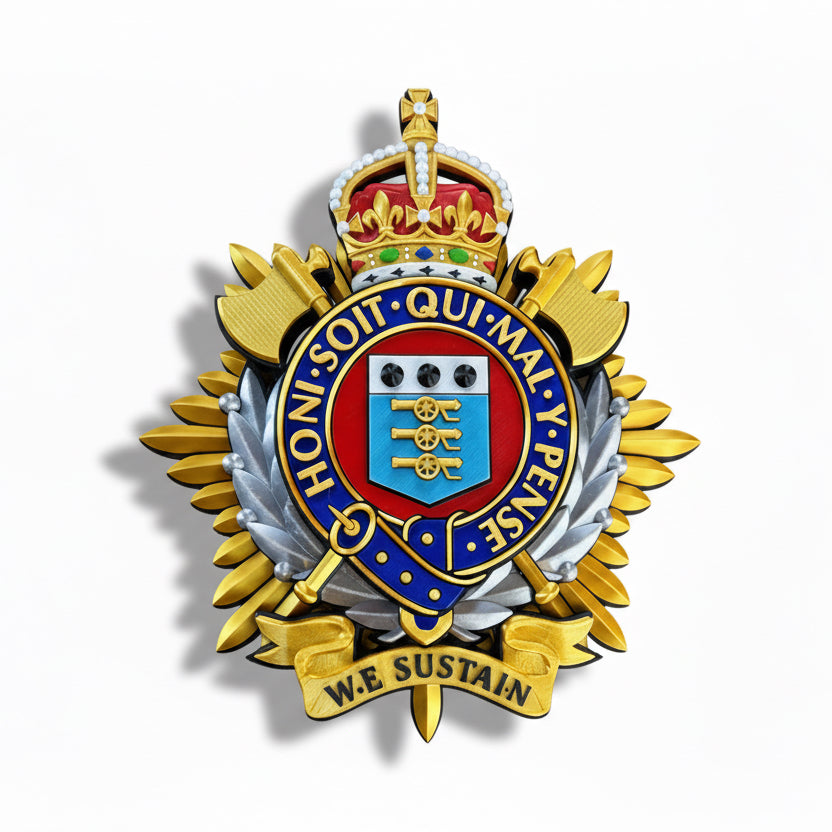 Royal Logistic Corps King's Crown Cap Badge | Officially Licensed