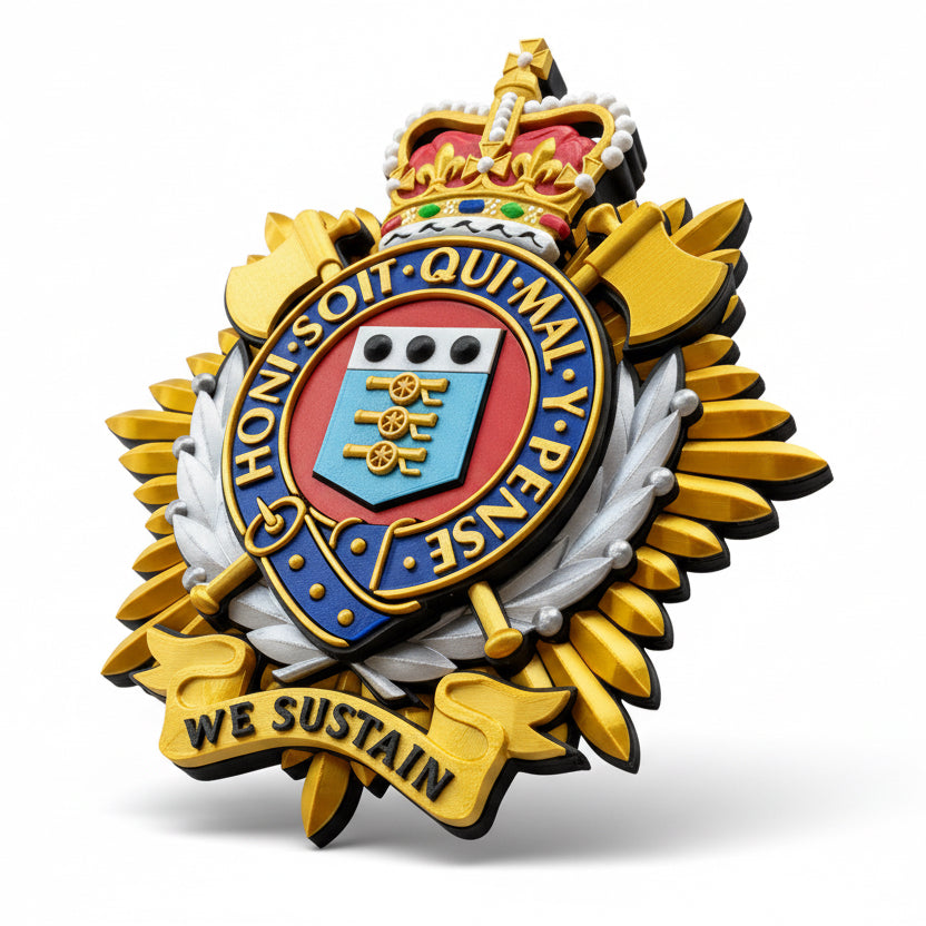Royal Logistic Corps Queen's Crown Cap Badge | Officially Licensed