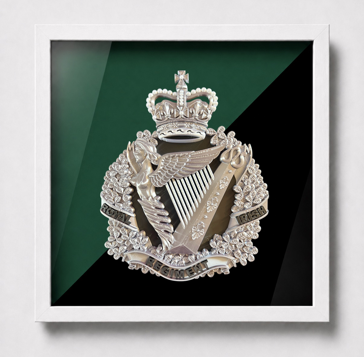 The Royal Irish Regiment Regimental Emblem Display Frame | Queen's Crown | Officially Licensed