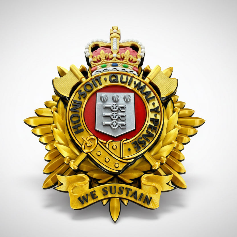 Royal Logistic Corps Queen's Crown Officers Variant Cap Badge | Officially Licensed