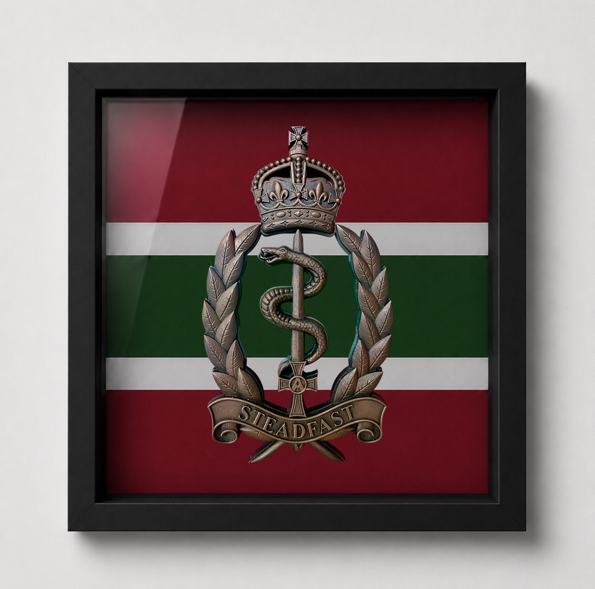 Royal Army Medical Service Cap Badge Display Frame – Brass Hand Painted | Officially Licensed