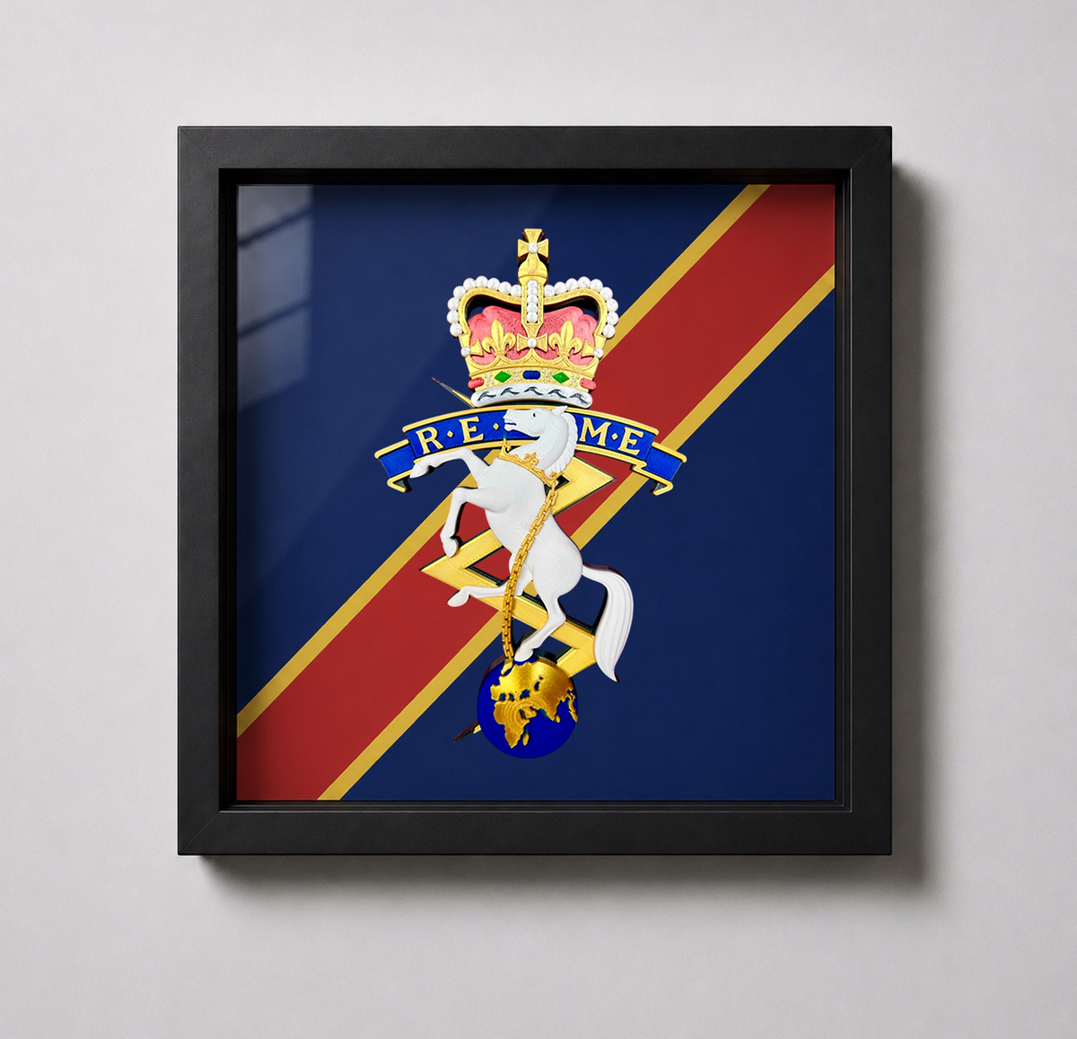 REME Queen's Crown Cap Badge Display Frame | Officially Licensed