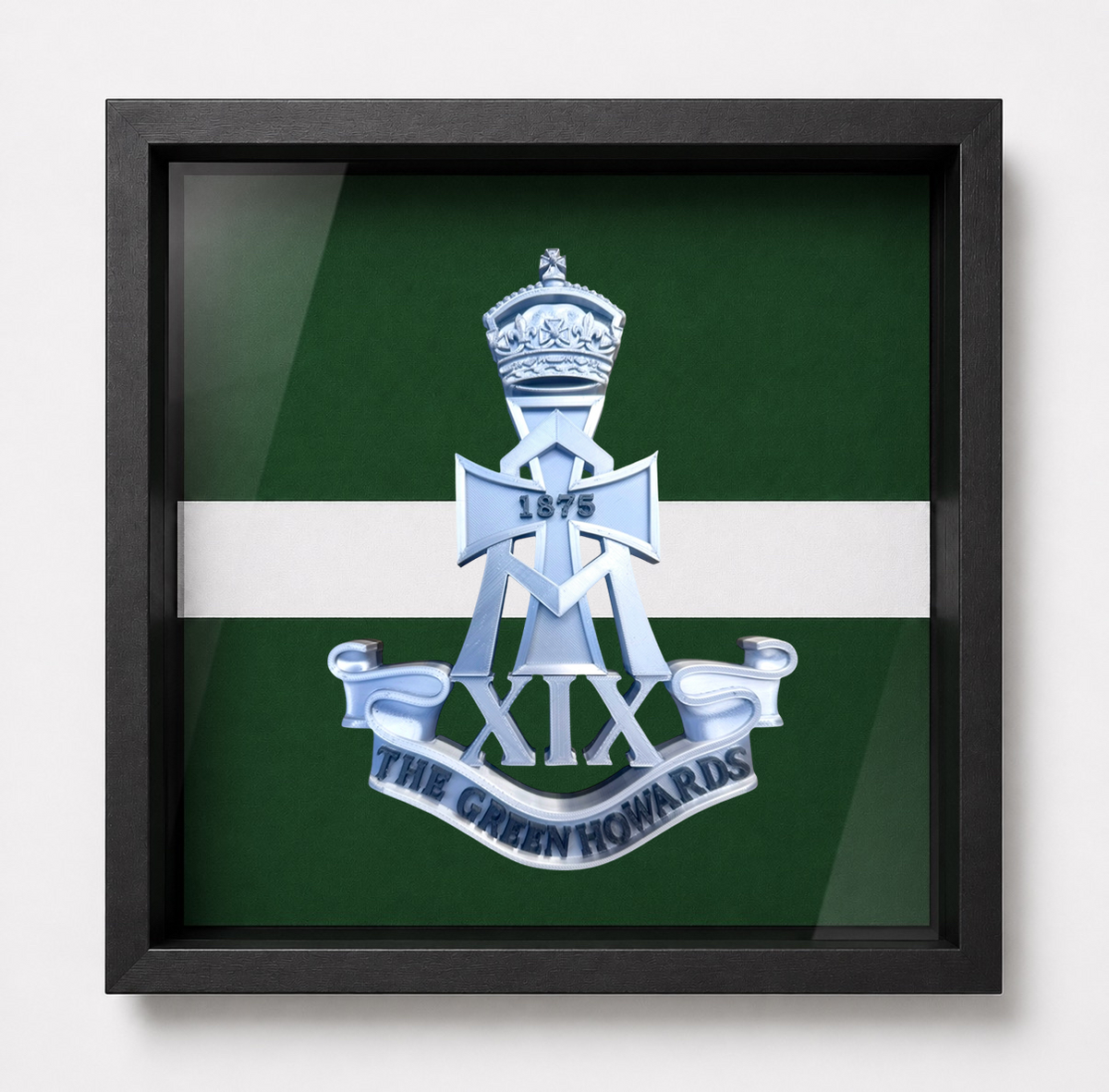 The Green Howards Cap Badge Display Frame | Silver & Black | Officially Licensed