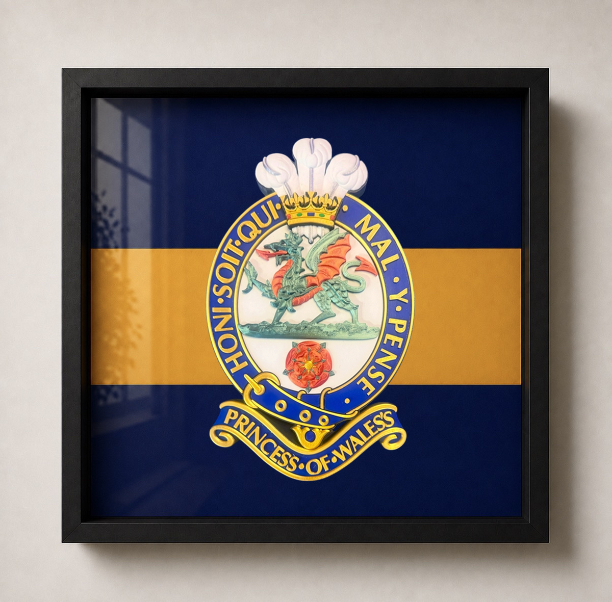 Princess of Wales's Royal Regiment Full Colour Cap Badge Display Frame | Officially Licensed