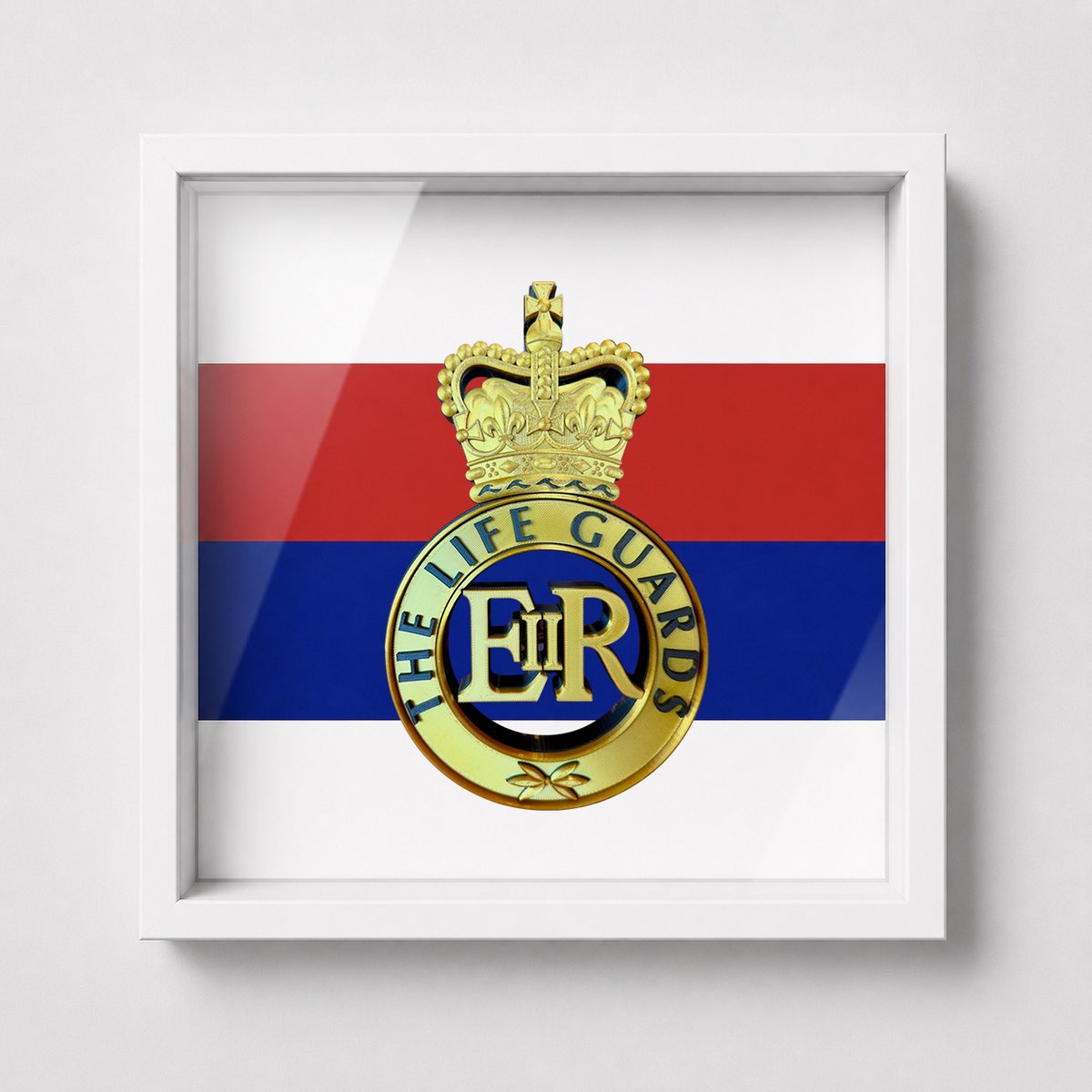 Life Guards Cap Badge Display Frame – Queen's Crown | True Regiment-Coloured Flash | Officially Licensed