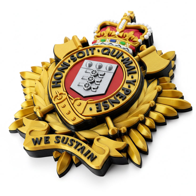 Royal Logistic Corps Queen's Crown Officers Variant Cap Badge | Officially Licensed