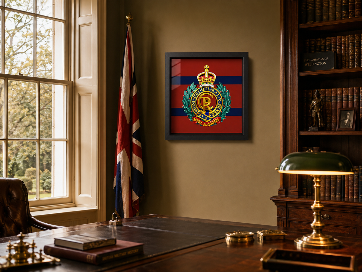 Royal Engineers King's Crown Cap Badge Display Frame | Officially Licensed