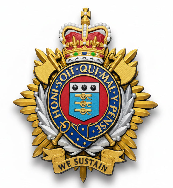 Royal Logistic Corps Queen's Crown Cap Badge | Officially Licensed