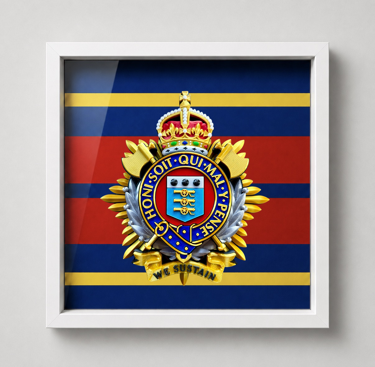 Royal Logistic Corps King's Crown Cap Badge Display Frame | Officially Licensed