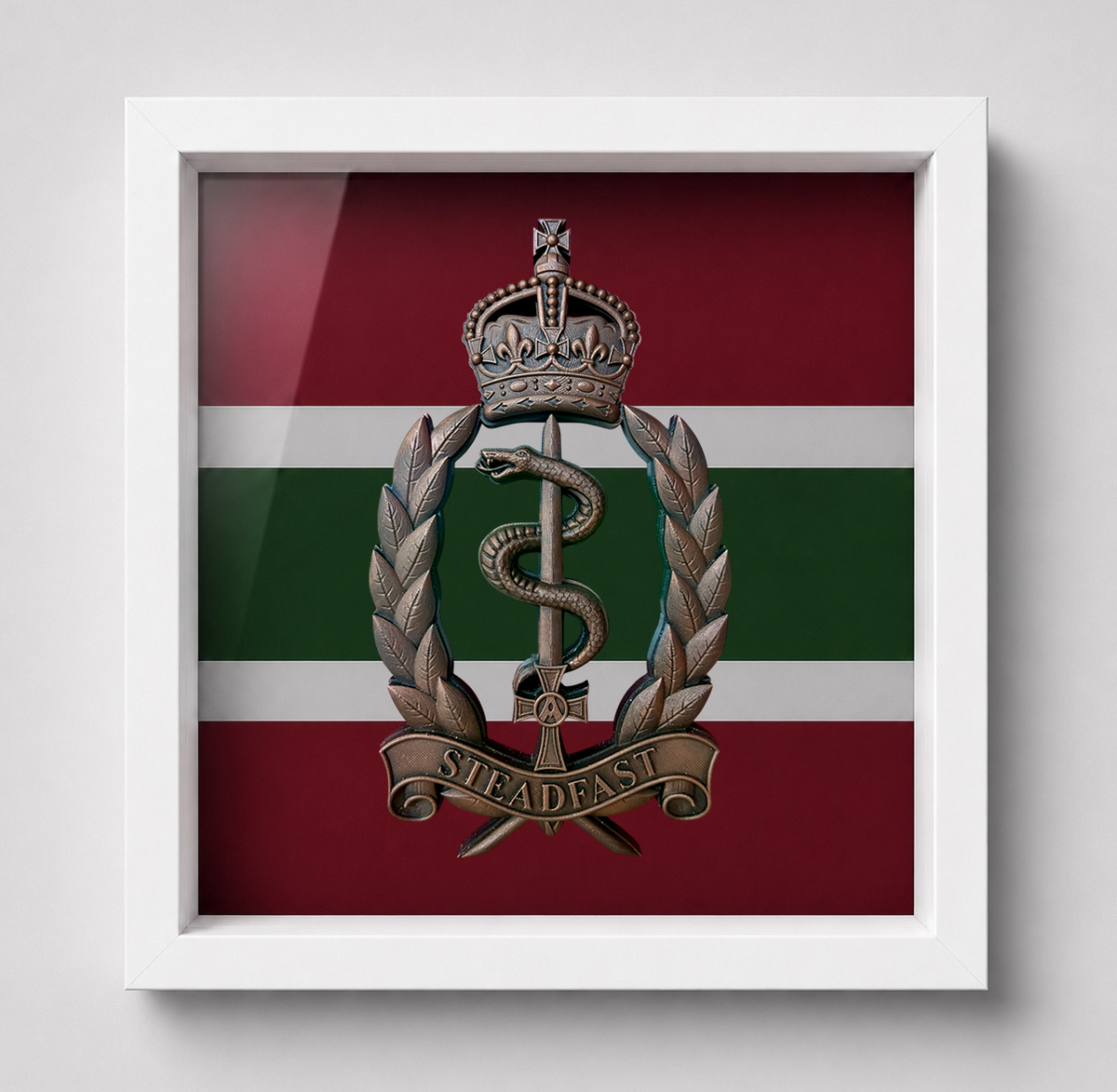 Royal Army Medical Service Cap Badge Display Frame – Brass Hand Painted | Officially Licensed