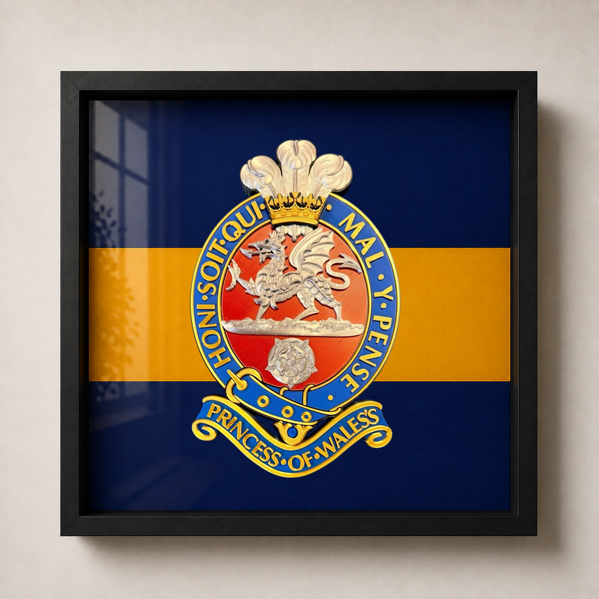 Princess of Wales's Royal Regiment Red & Silver Cap Badge Display Frame | Officially Licensed