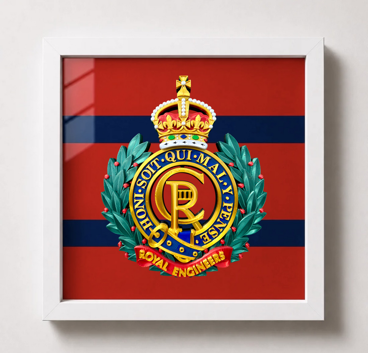 Royal Engineers King's Crown Cap Badge Display Frame | Officially Licensed