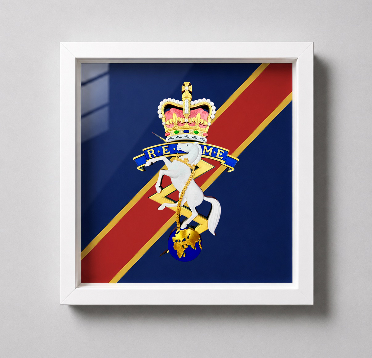 REME Queen's Crown Cap Badge Display Frame | Officially Licensed