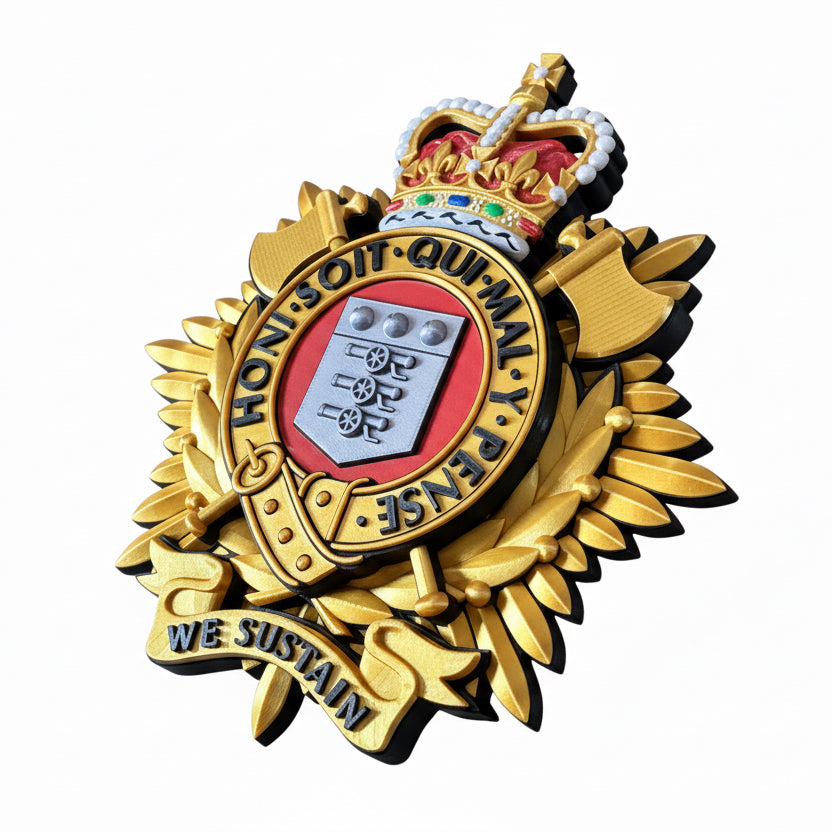Royal Logistic Corps Queen's Crown Officers Variant Cap Badge | Officially Licensed