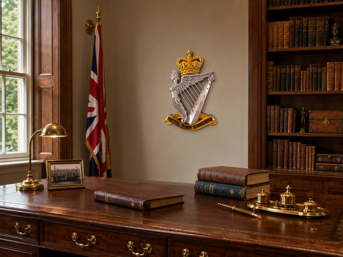 Royal Irish Rangers Cap Badge | Gold, Silver & Black | Officially Licensed