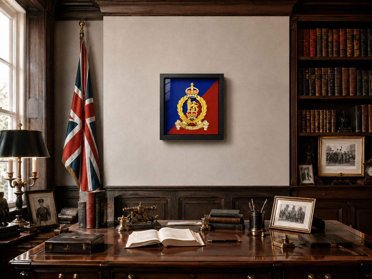Adjutant General's Corps Cap Badge Display Frame – King's Crown | Officially Licensed