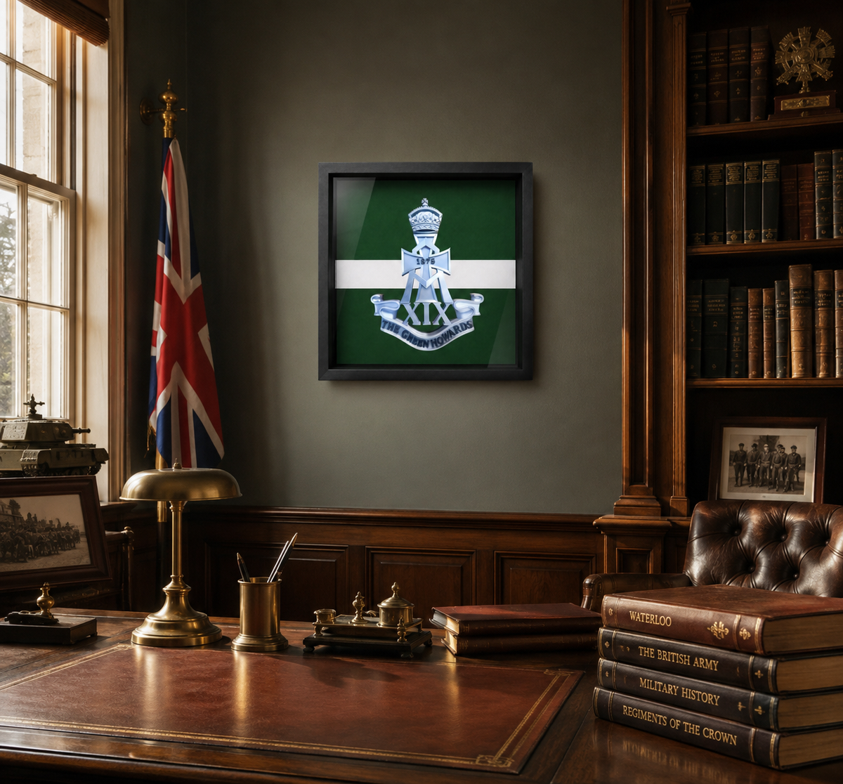 The Green Howards Cap Badge Display Frame | Silver & Black | Officially Licensed