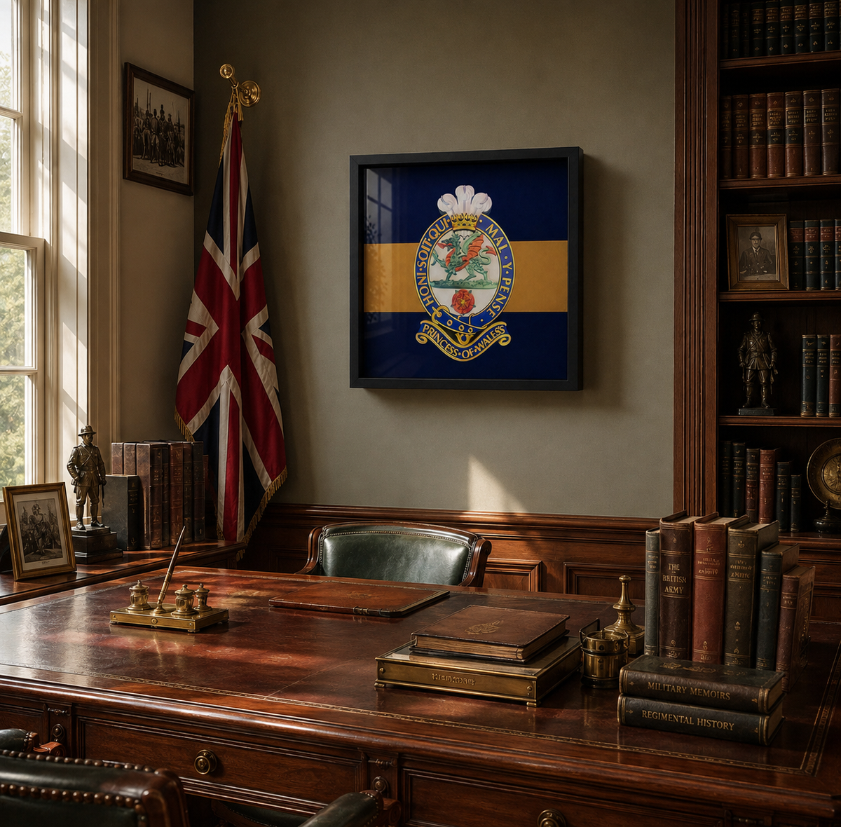 Princess of Wales's Royal Regiment Full Colour Cap Badge Display Frame | Officially Licensed