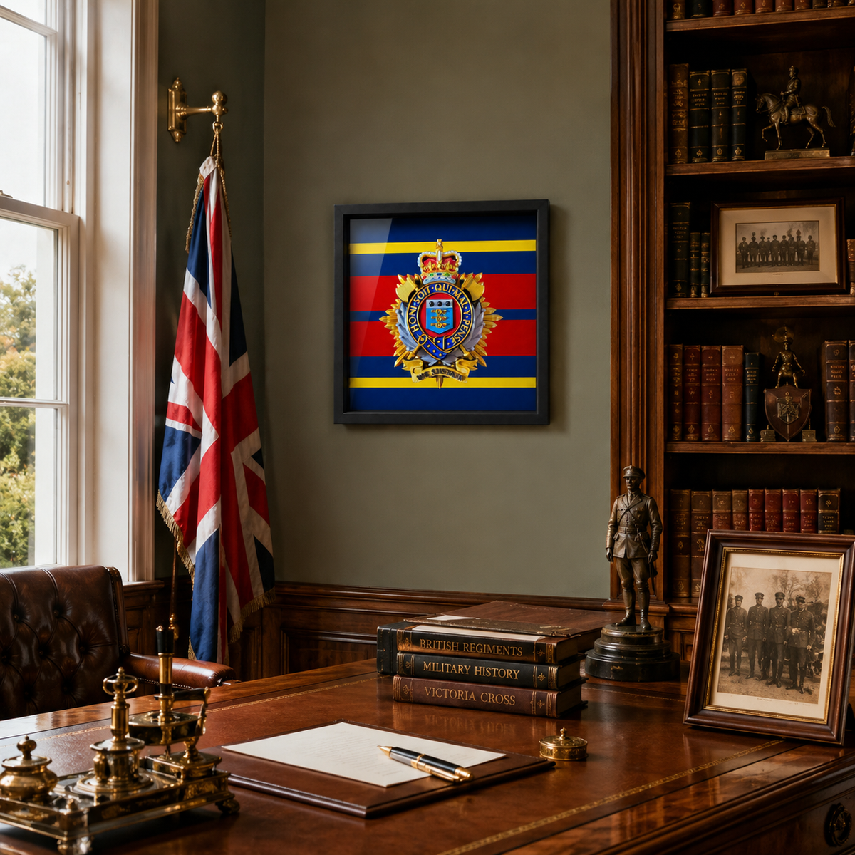 Royal Logistic Corps Queen's Crown Cap Badge Display Frame | Officially Licensed