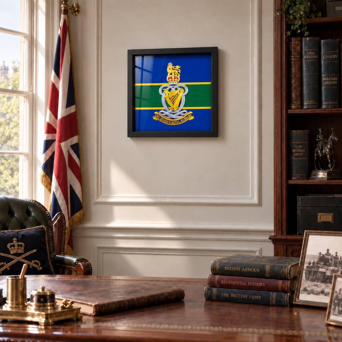 The Queen’s Royal Hussars Cap Badge Display Frame – King’s Crown | Officially Licensed