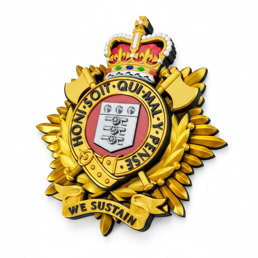 Royal Logistic Corps Queen's Crown Officers Variant Cap Badge | Officially Licensed