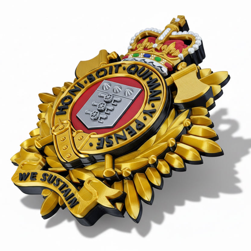 Royal Logistic Corps Queen's Crown Officers Variant Cap Badge | Officially Licensed