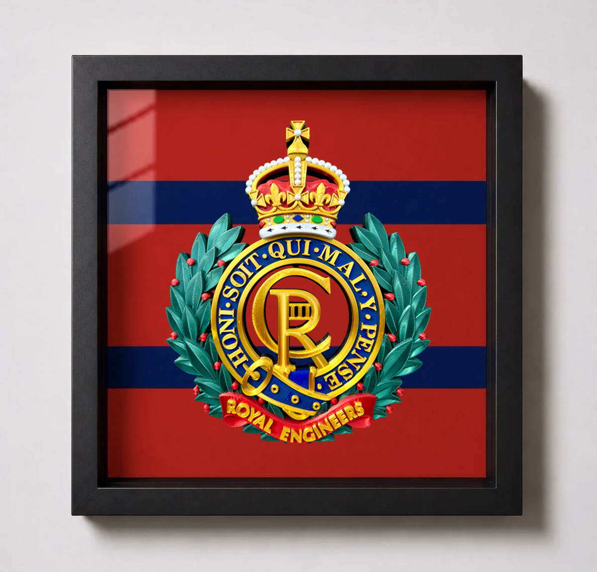 Royal Engineers King's Crown Cap Badge Display Frame | Officially Licensed