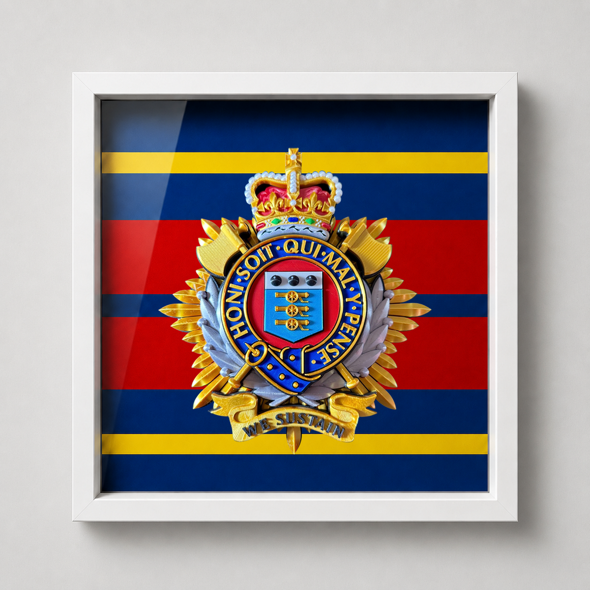 Royal Logistic Corps Queen's Crown Cap Badge Display Frame | Officially Licensed