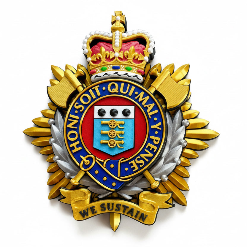 Royal Logistic Corps Queen's Crown Cap Badge | Officially Licensed
