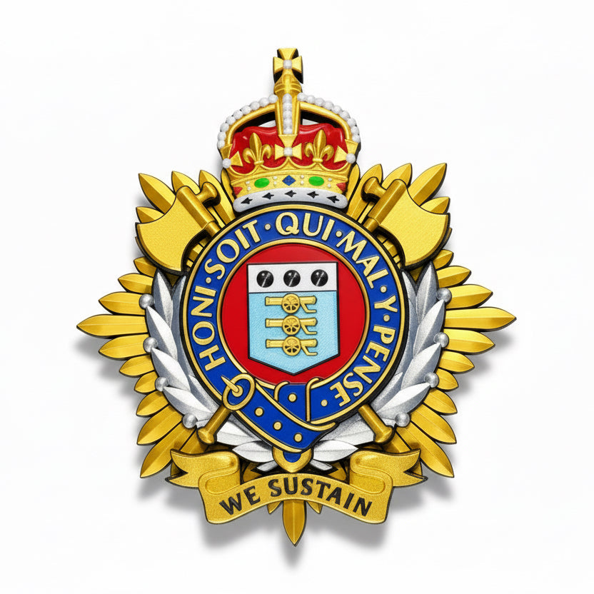 Royal Logistic Corps King's Crown Cap Badge | Officially Licensed