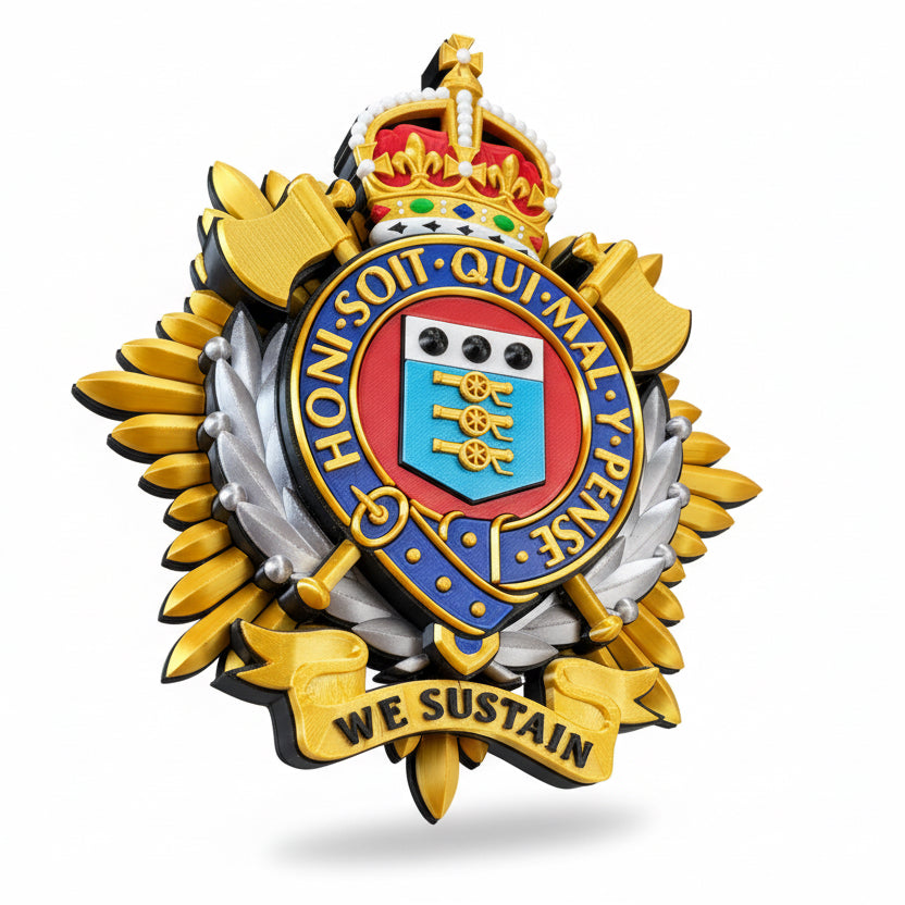 Royal Logistic Corps King's Crown Cap Badge | Officially Licensed