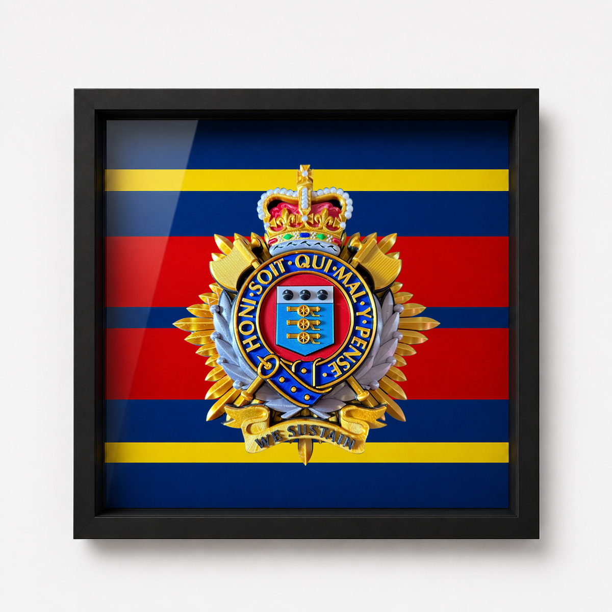 Royal Logistic Corps Queen's Crown Cap Badge Display Frame | Officially Licensed