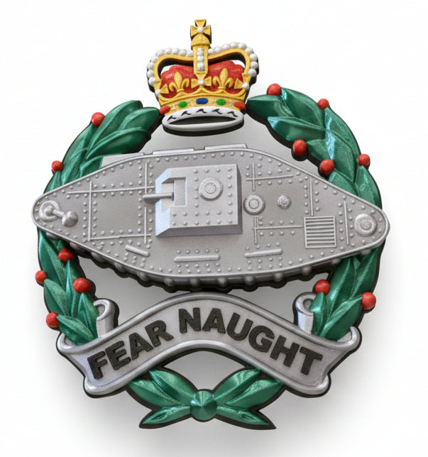 Royal Tank Regiment Queen's Crown Cap Badge | Officially Licensed