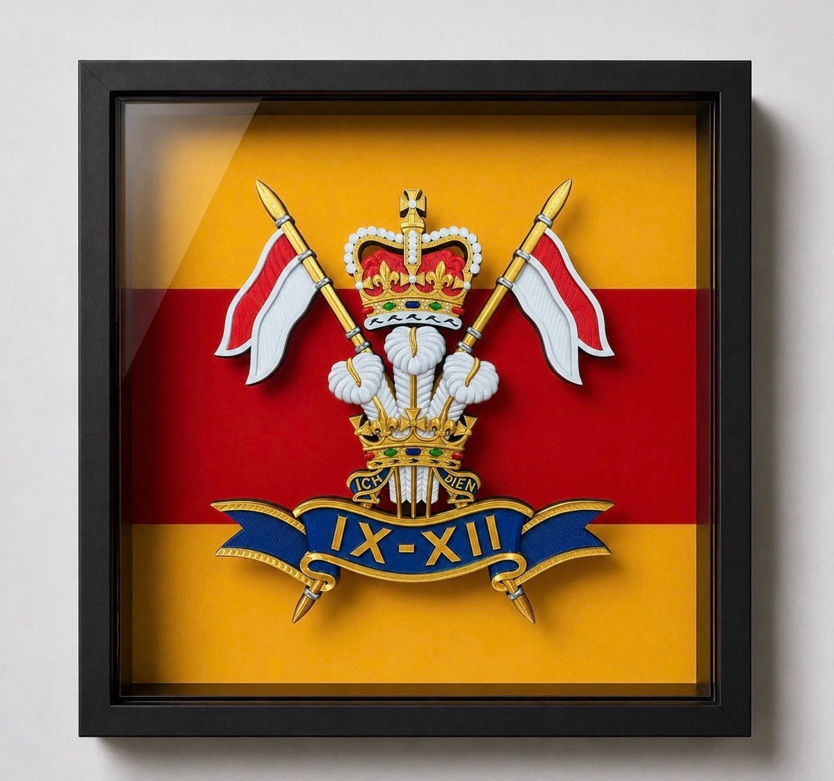 9th/12th Royal Lancers Cap Badge (Prince of Wales) Display Frame | Officially Licensed